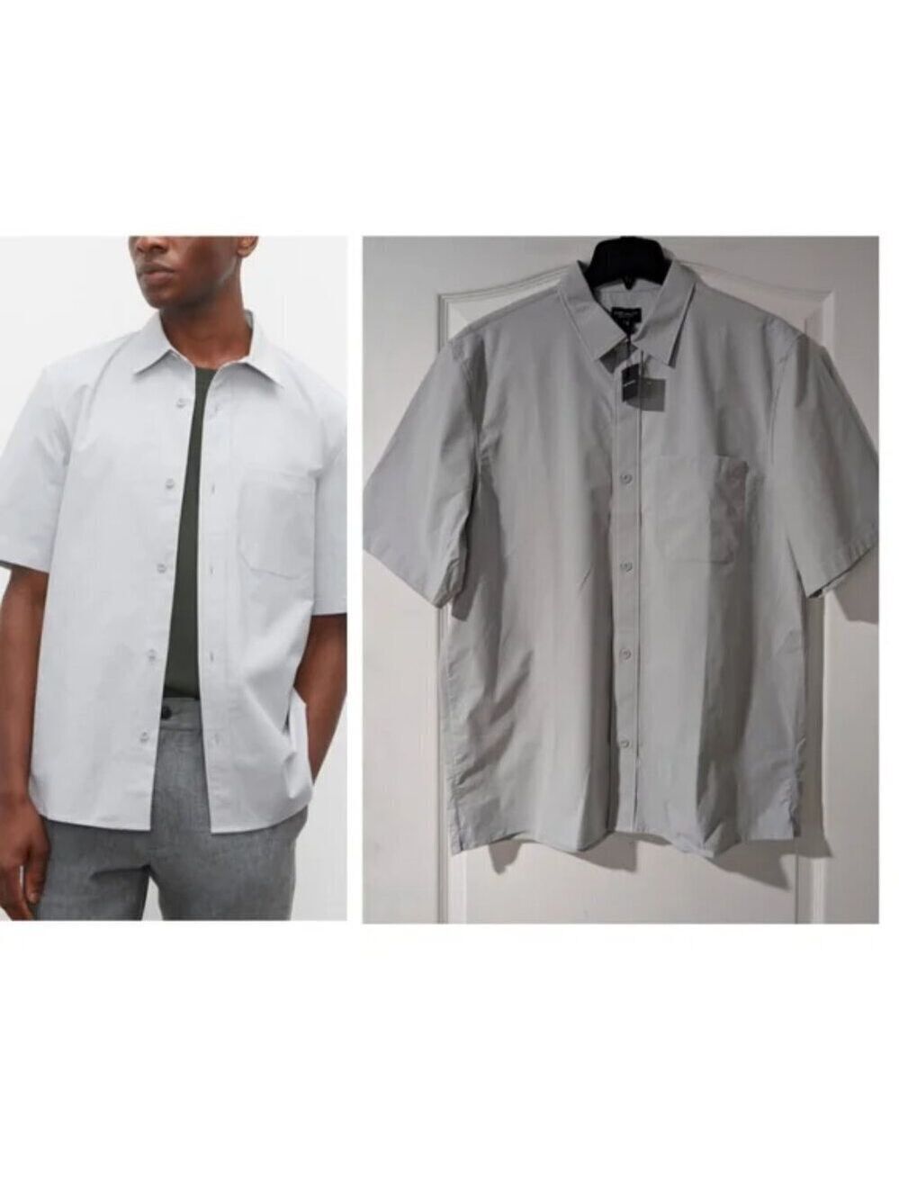 NWT Club Monaco | Men's Short Sleeve Ripstop Shirt In Grey